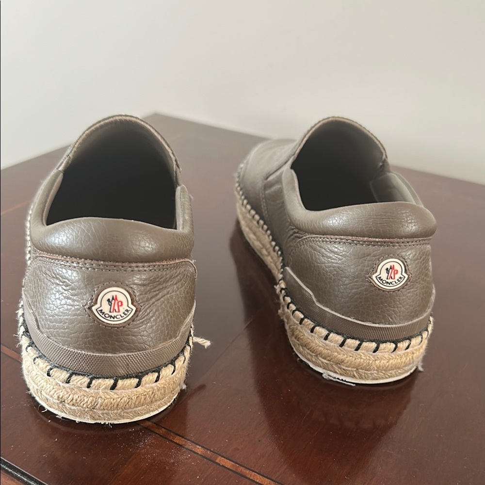 Moncler Brown Leather Espadrille Loafers